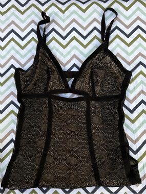 Vintage black lace and mesh bodysuit